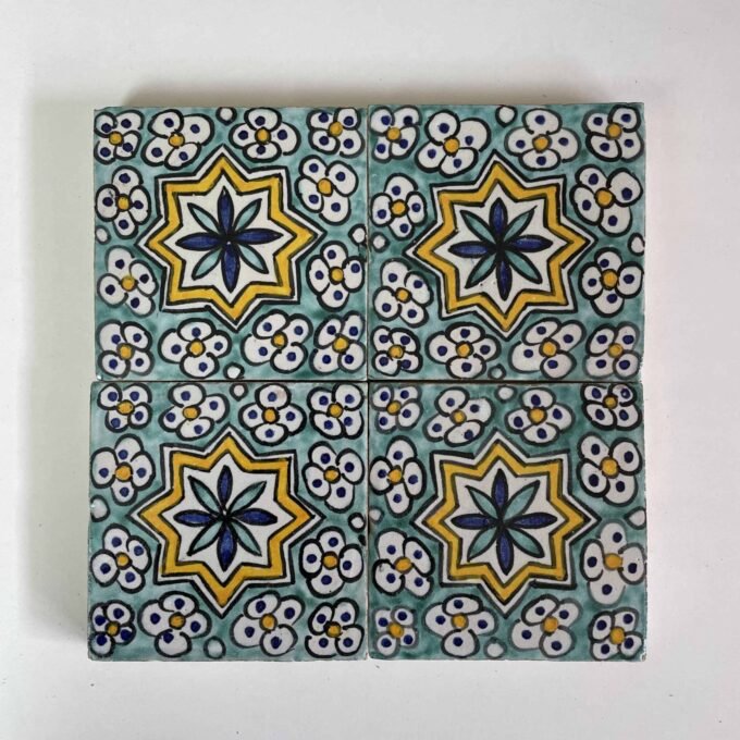 TILES 4"×4" Moroccan  - Hand Painted Moroccan Tiles - Kitchen Tiles - Bathroom Tiles - Ceramic Accent Tiles