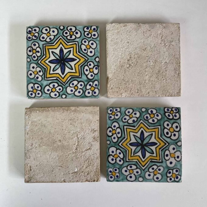 TILES 4"×4" Moroccan  - Hand Painted Moroccan Tiles - Kitchen Tiles - Bathroom Tiles - Ceramic Accent Tiles
