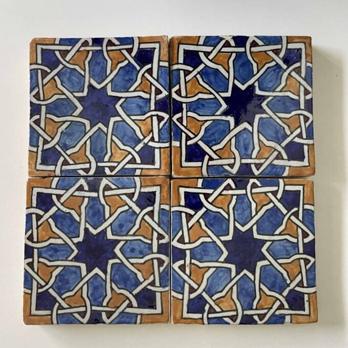 Hand-Painted Moroccan Zellige Ceramic Tiles