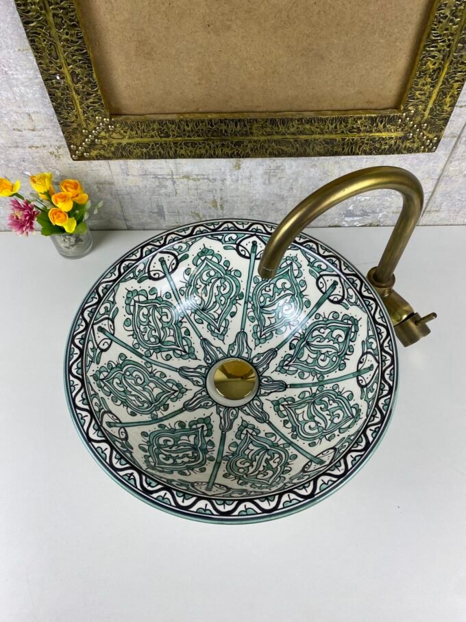 Green Handmade Moroccan Ceramic Basin