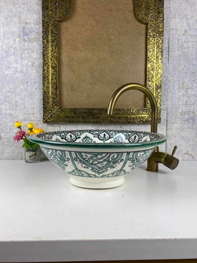 Green Handmade Moroccan Ceramic Basin