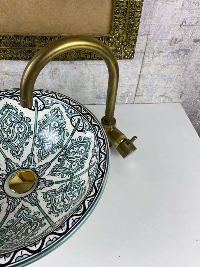 Green Handmade Moroccan Ceramic Basin