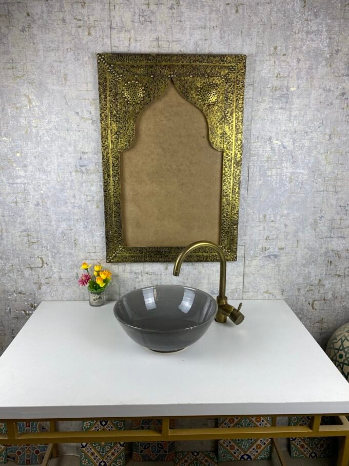 Gray Handmade Modern Bathroom Ceramic Sink