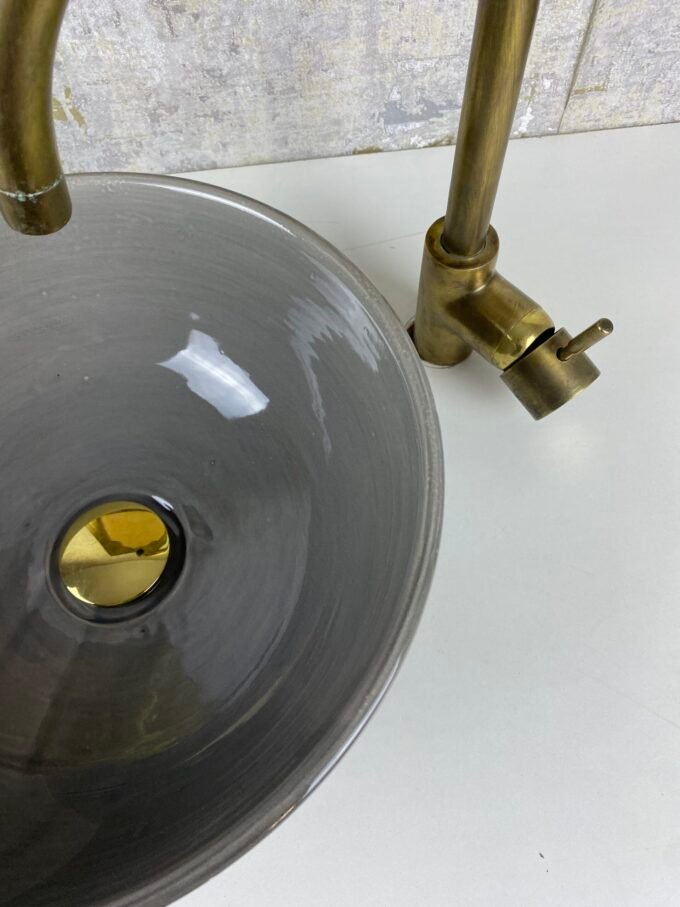 Gray Handmade Modern Bathroom Ceramic Sink