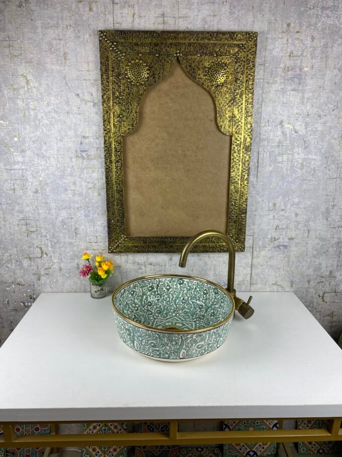 Ceramic Sink-Basin With Edge Gold 14k Modern