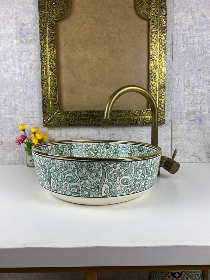Ceramic Sink-Basin With Edge Gold 14k Modern