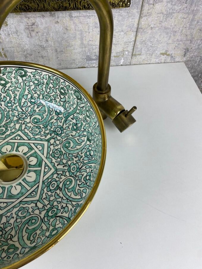 Ceramic Sink-Basin With Edge Gold 14k Modern