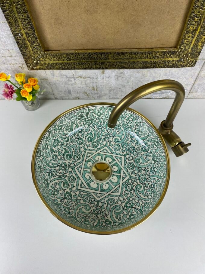 Ceramic Sink-Basin With Edge Gold 14k Modern