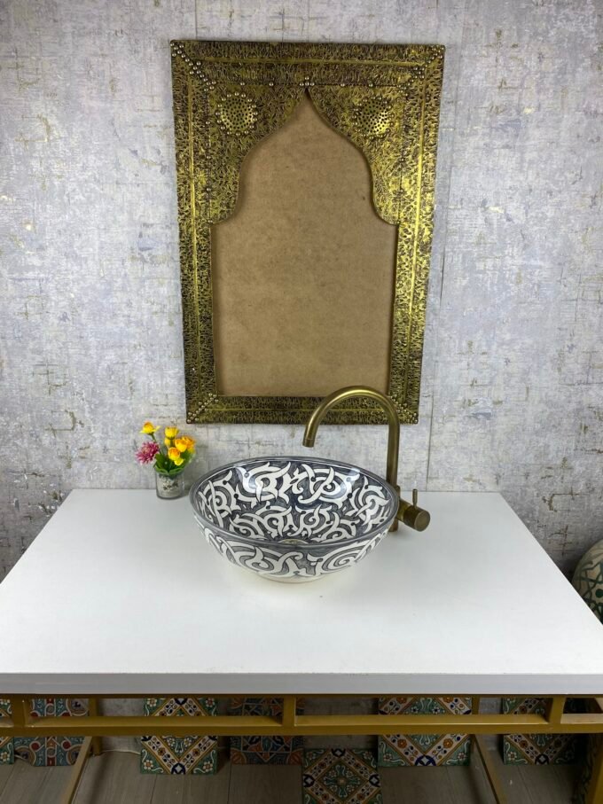 Handmade Grey & White Moroccan ceramic Sink