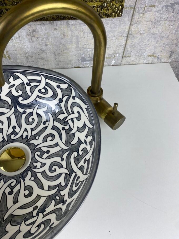 Handmade Grey & White Moroccan ceramic Sink