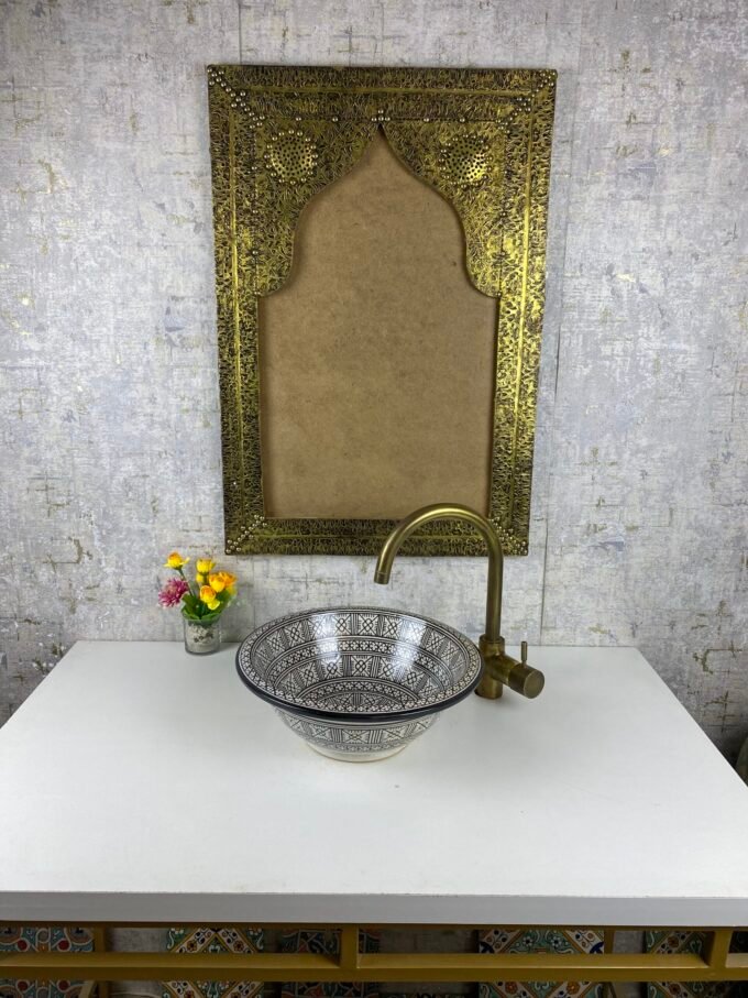 Handmade Black & White Moroccan ceramic Sink