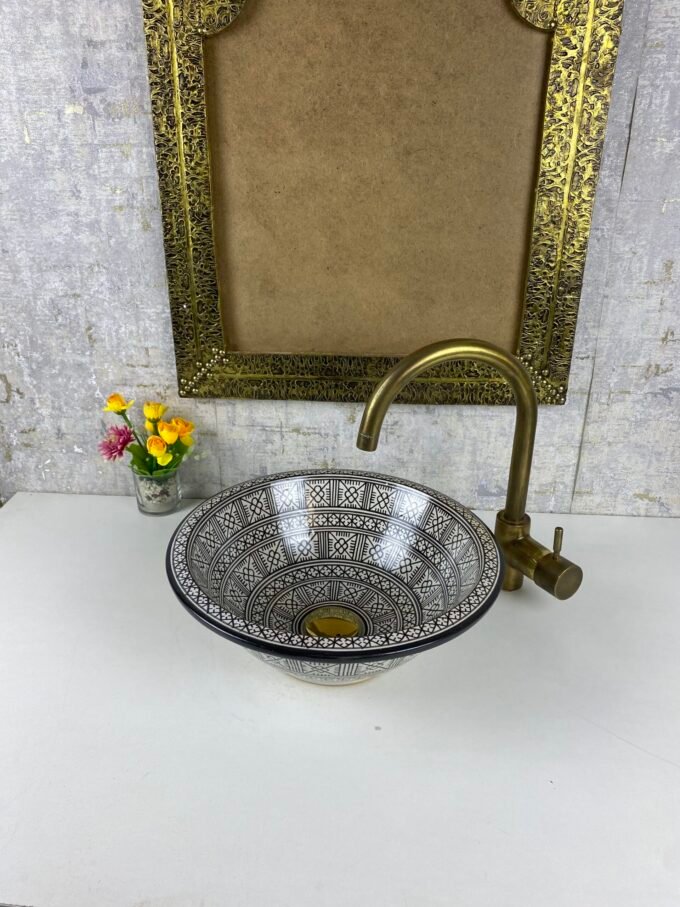 Handmade Black & White Moroccan ceramic Sink