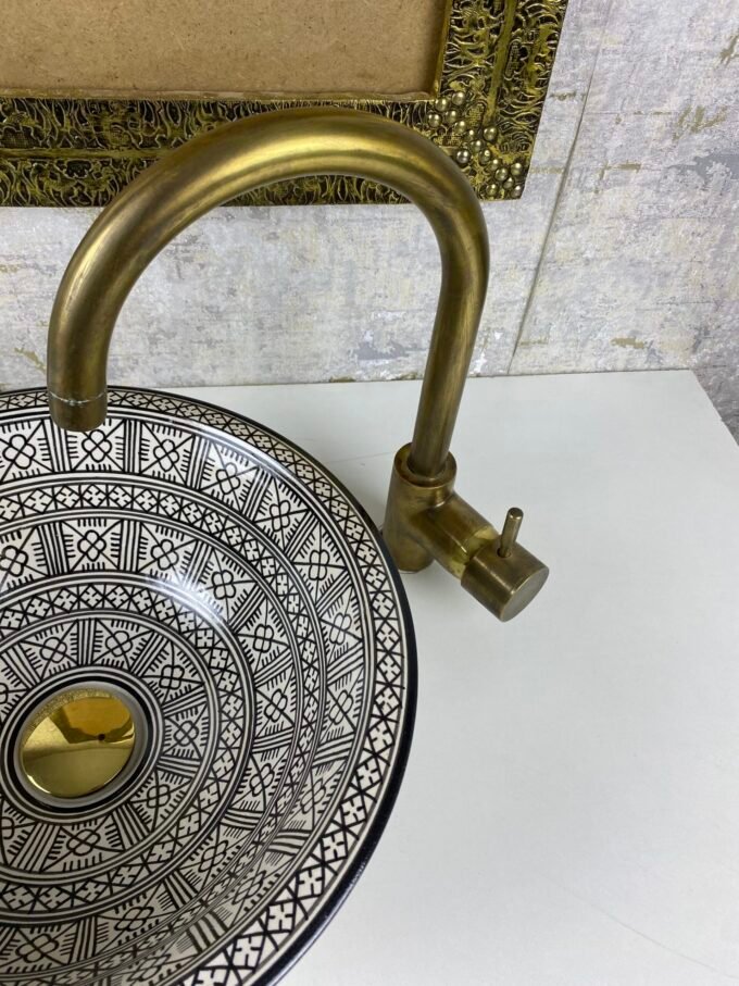Handmade Black & White Moroccan ceramic Sink