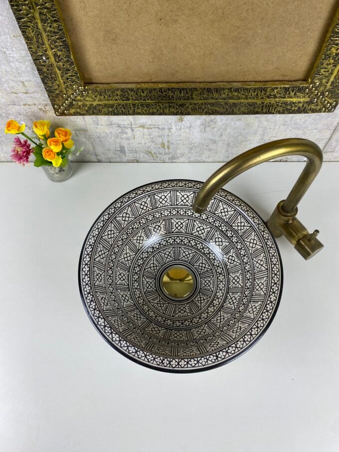 Handmade Black & White Moroccan ceramic Sink