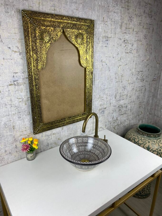 Handmade Black & White Moroccan ceramic Sink
