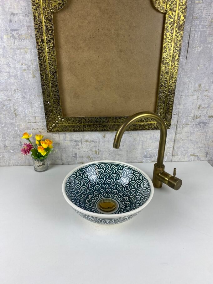 Custom Hand-Painted Moroccan Ceramic Basin
