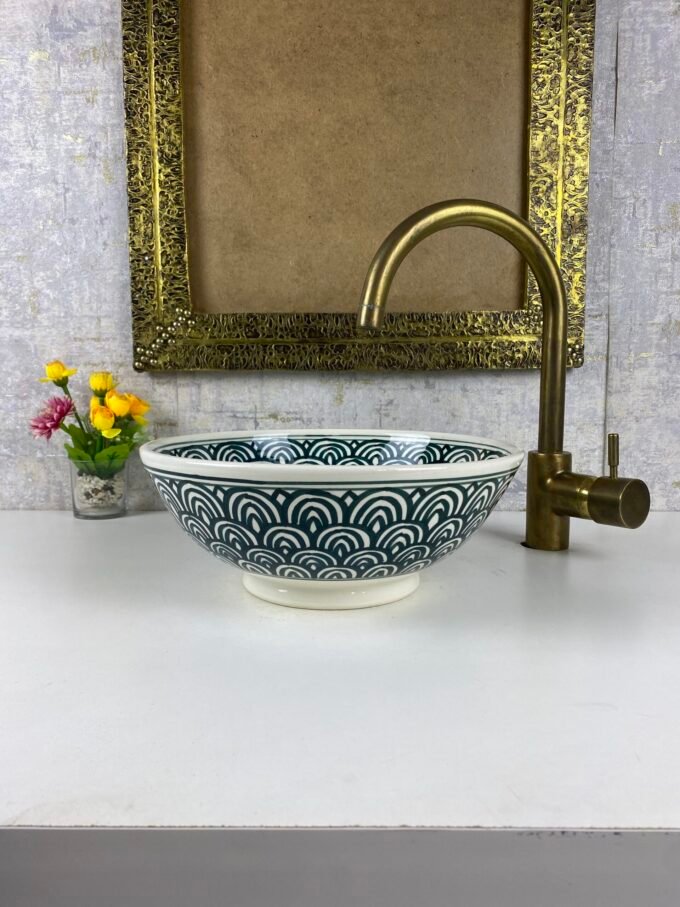Custom Hand-Painted Moroccan Ceramic Basin