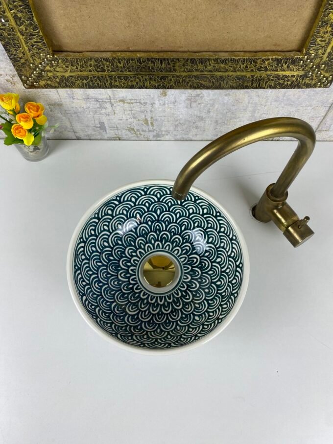 Custom Hand-Painted Moroccan Ceramic Basin