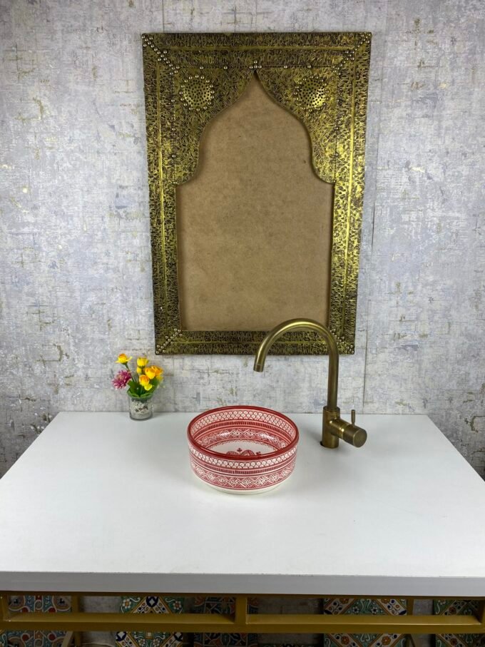 Handmade Red Moroccan Bathroom Bowl Basin