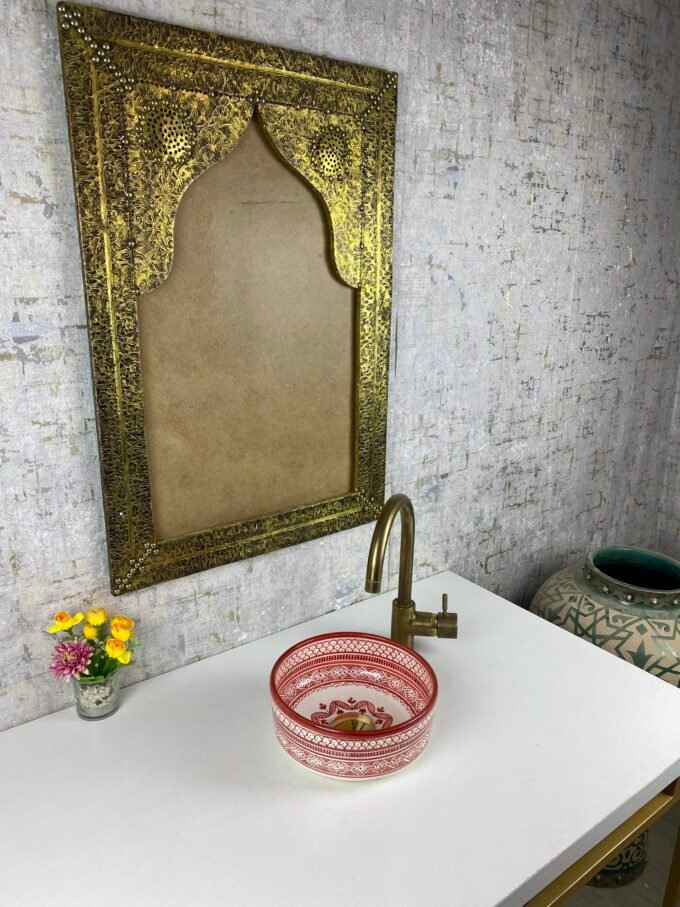 Handmade Red Moroccan Bathroom Bowl Basin
