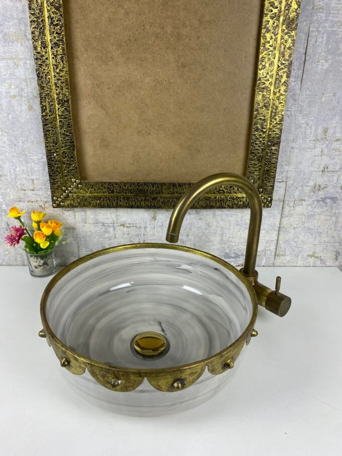 Bathroom Sink with Special Brass Rim Edge