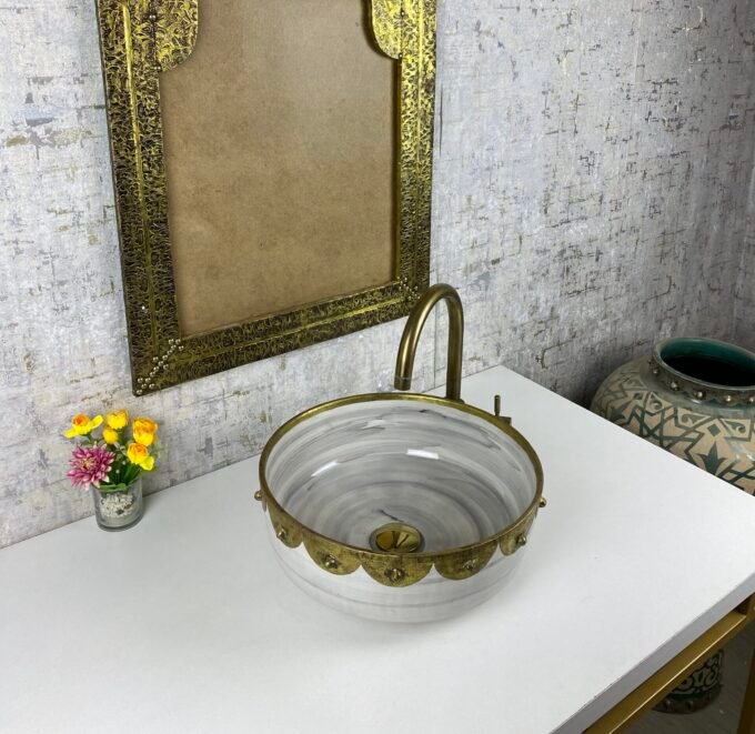 Bathroom Sink with Special Brass Rim Edge