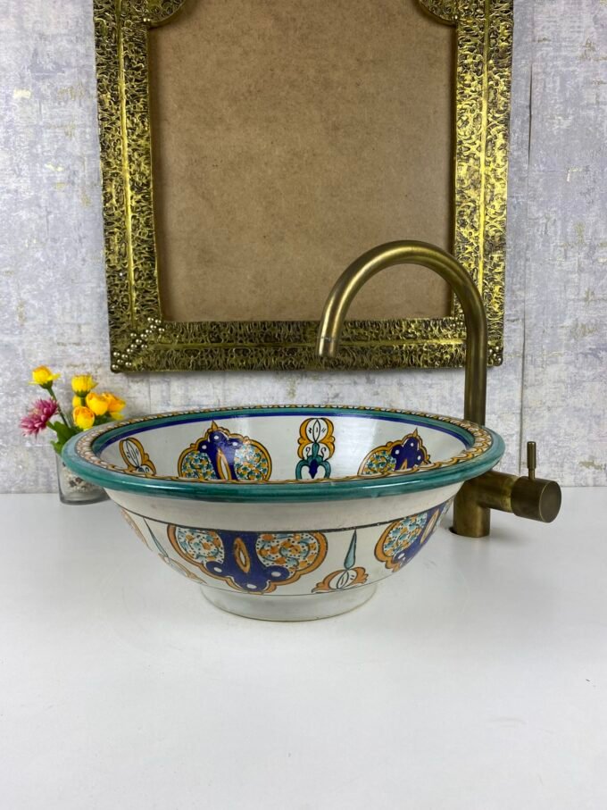 Bathroom Hand-Painted Moroccan Ceramic  Basin