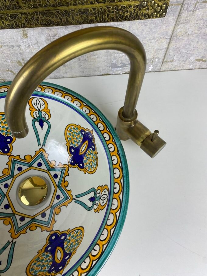 Bathroom Hand-Painted Moroccan Ceramic  Basin