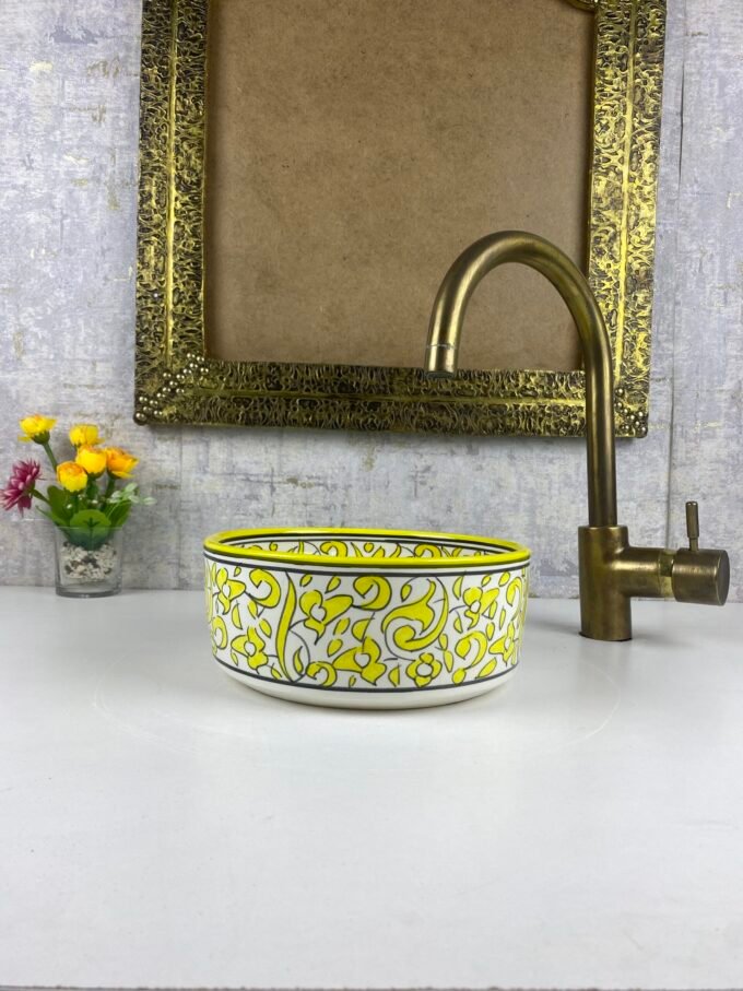 Hand-Painted Ziwani Bathroom  Sink Lavatory