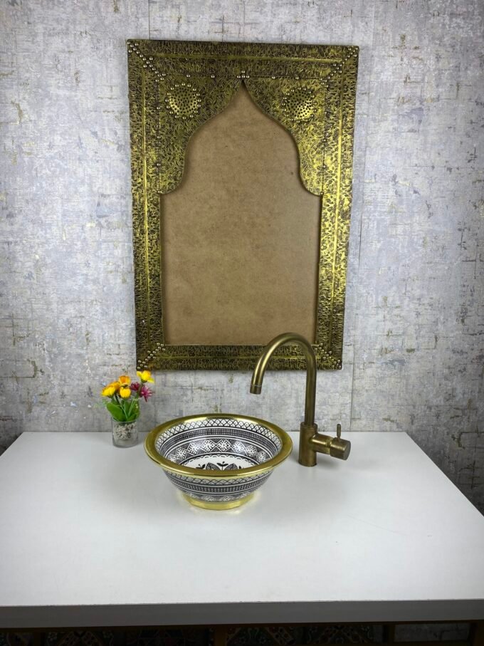 Moorish Vessel Sink With Elegant Brass Edge