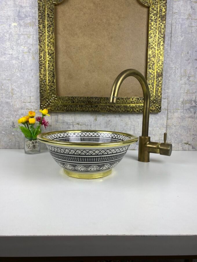Moorish Vessel Sink With Elegant Brass Edge
