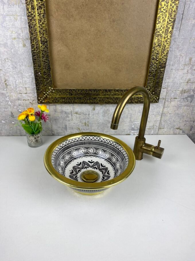 Moorish Vessel Sink With Elegant Brass Edge