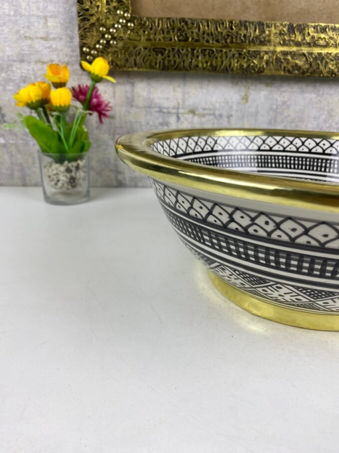Moorish Vessel Sink With Elegant Brass Edge