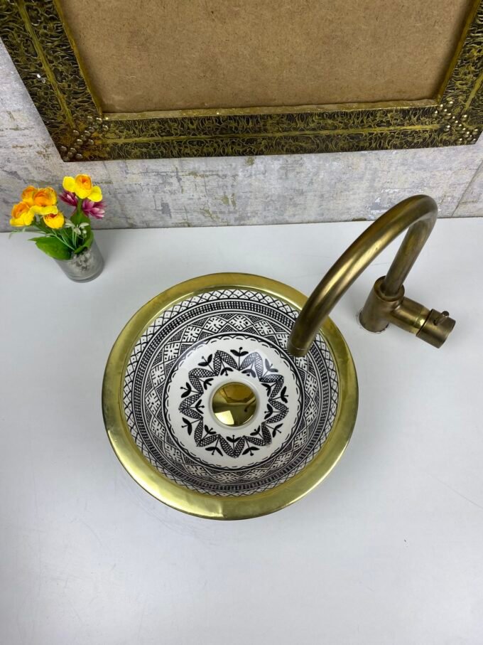 Moorish Vessel Sink With Elegant Brass Edge