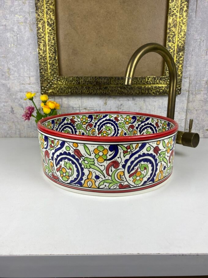 Moorish Vessel Sink Hand-Painted Bathroom Sink