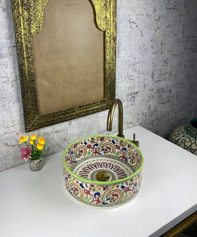 Moorish Mid Century Modern Bowl Sink Lavatory