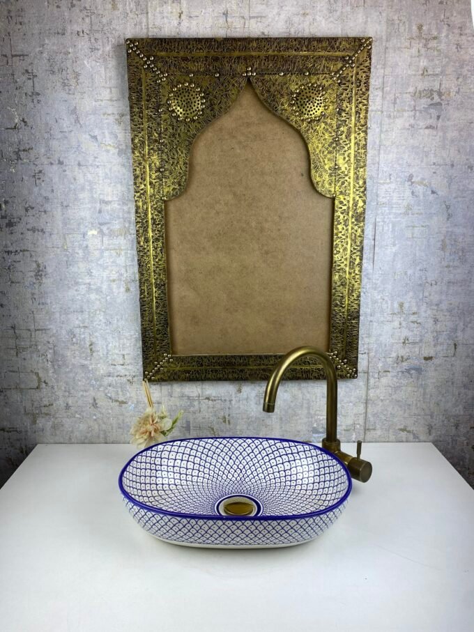 Moorish Handpainted Oval Ceramic Wash Basin