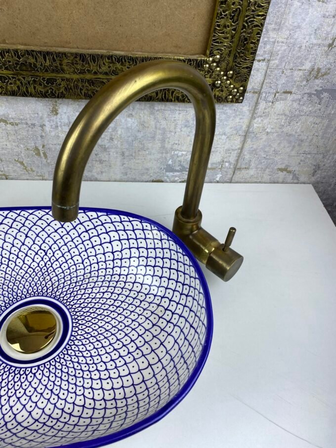 Moorish Handpainted Oval Ceramic Wash Basin