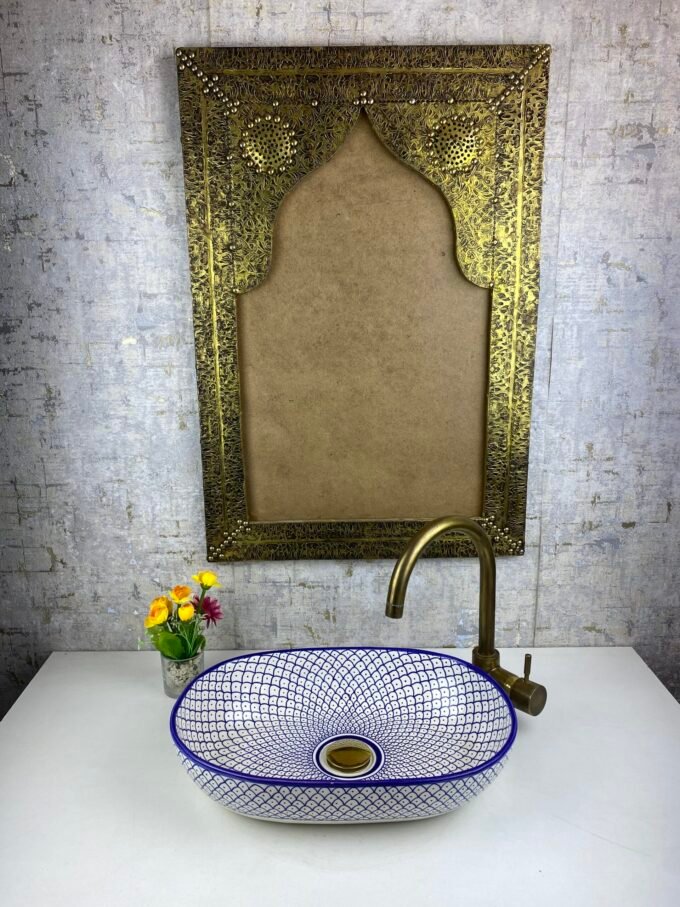 Moorish Handpainted Oval Ceramic Wash Basin