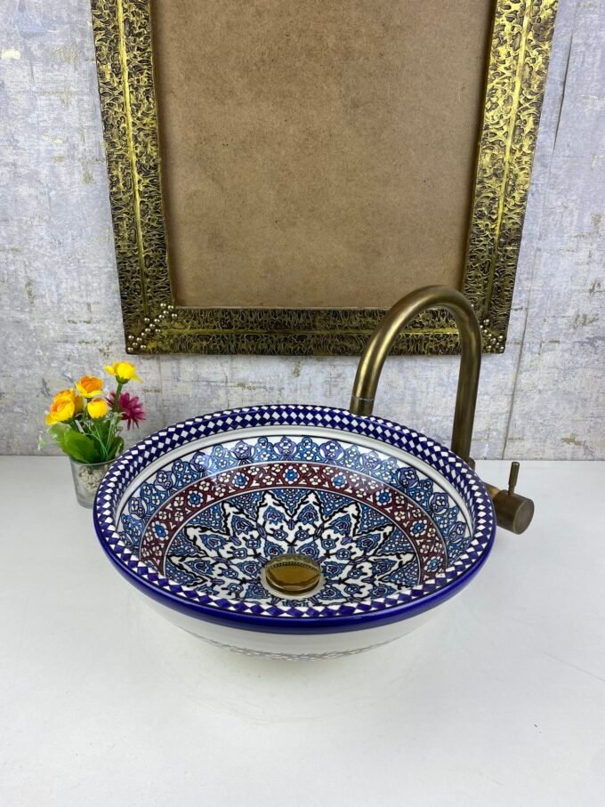 Fantastic Moroccan Handcraft Bathroom Ceramic Sink