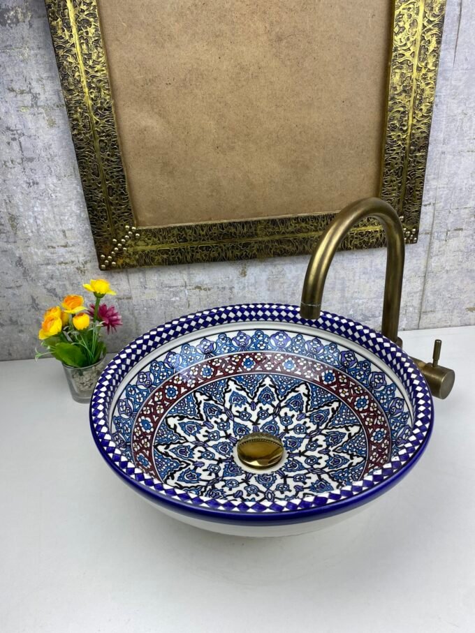 Fantastic Moroccan Handcraft Bathroom Ceramic Sink
