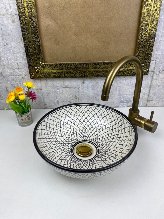 Black & White Moroccan Ceramic Sink Unique