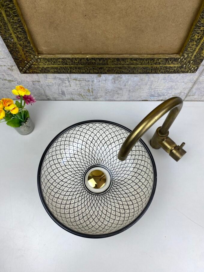Black & White Moroccan Ceramic Sink Unique