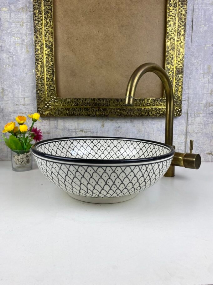 Black & White Moroccan Ceramic Sink Unique