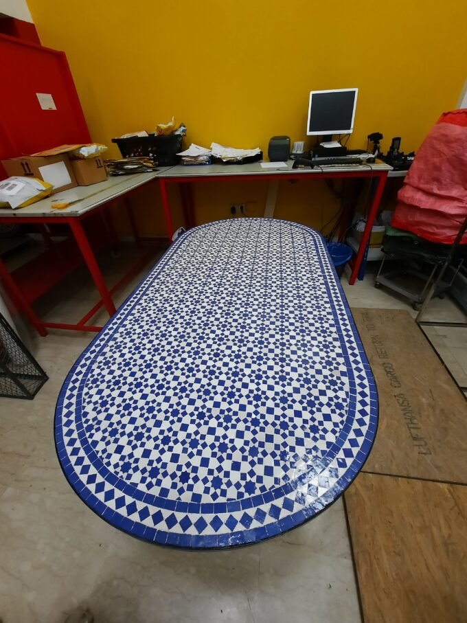 Exquisite Handmade Oval Moroccan Mosaic Table