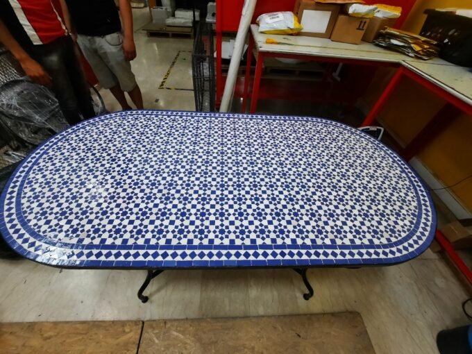 Exquisite Handmade Oval Moroccan Mosaic Table