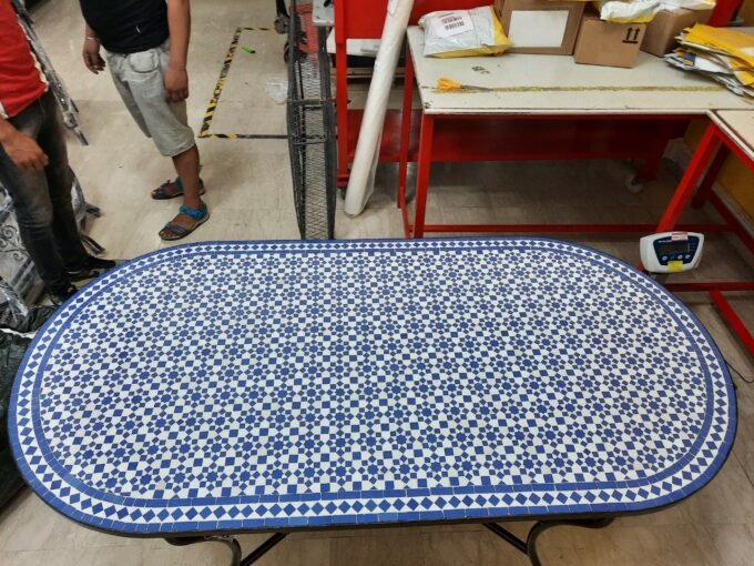Exquisite Handmade Oval Moroccan Mosaic Table