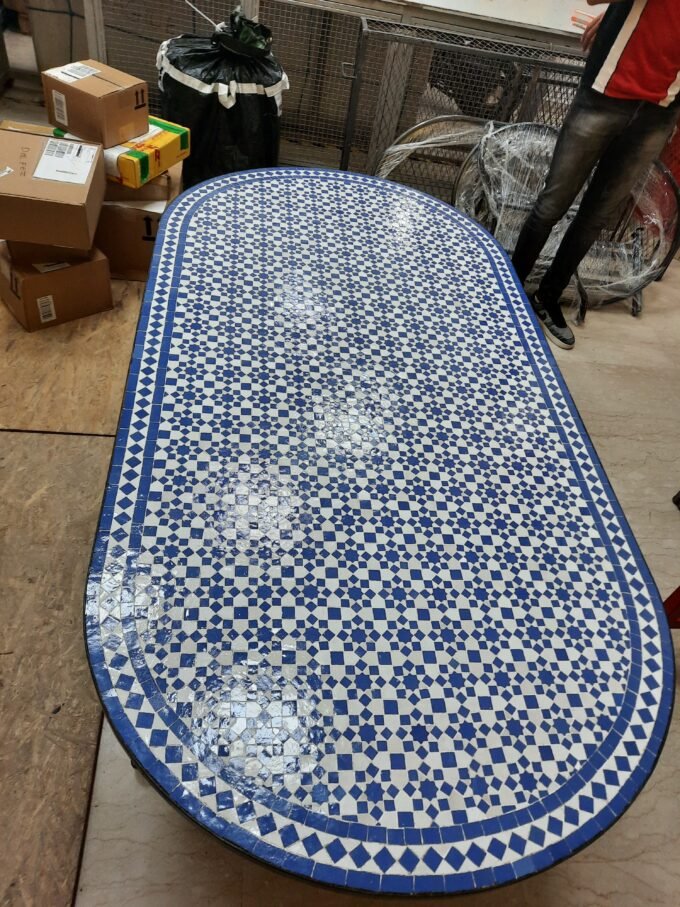 Exquisite Handmade Oval Moroccan Mosaic Table