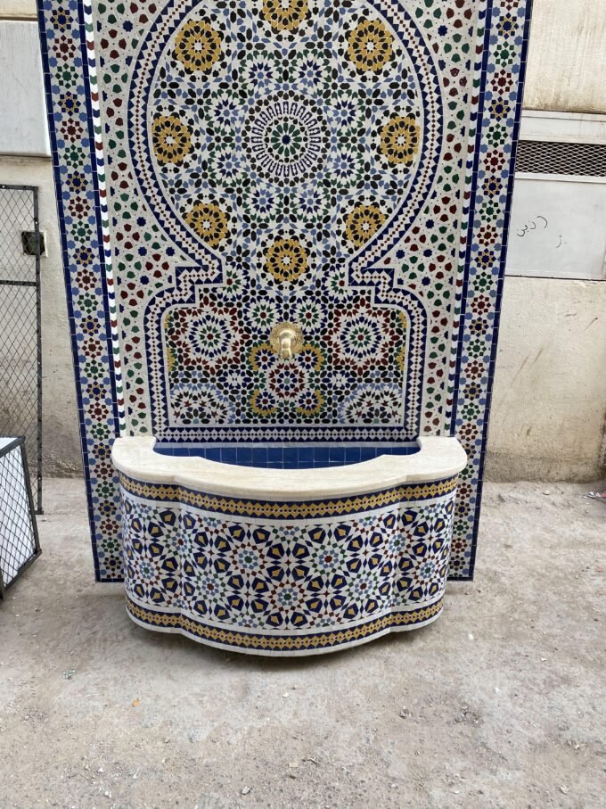 Mosaic Garden Large Floor Patio Fountain