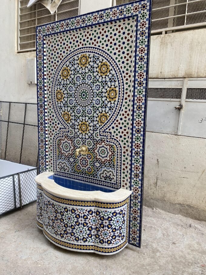 Mosaic Garden Large Floor Patio Fountain
